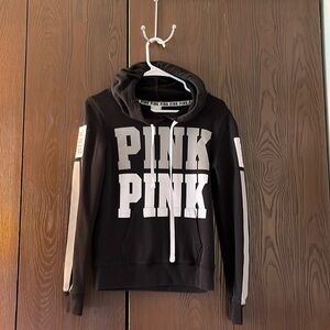 Pink black hooded sweatshirt. Size XS